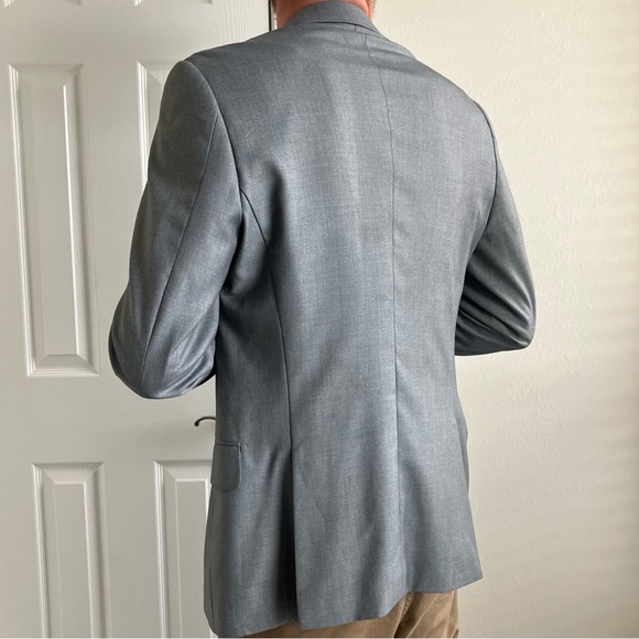 Mens Giorgio Fiorelli Solid Gray Suit Jacket - Picture 3 of 8